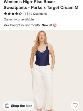 NWT Parke x Target Cream High-Rise Boxer Sweatpants MED